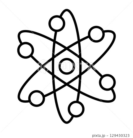 Atom icon. Molecule or atom symbol. Vector illustration isolated on white background. 129430323