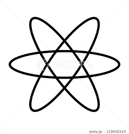 Atom icon. Molecule or atom symbol. Vector illustration isolated on white background. 129430324