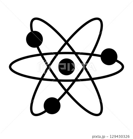 Atom icon. Molecule or atom symbol. Vector illustration isolated on white background. 129430326