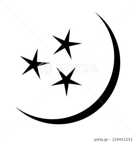 Magic moon and stars icon. Graphic elements for astrology. Boho witch and magic symbol. Black moon illustration isolated on white background. Vector EPS 10 129431231