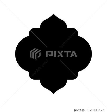 Oriental style Islamic window. Black silhouette of arch. Vector illustration isolated on white background. 129431473