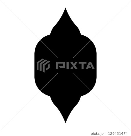 Oriental style Islamic window. Black silhouette of arch. Vector illustration isolated on white background. Oriental style Islamic window. Black silhouette of arch. Vector illustration isolated on white background. 129431474