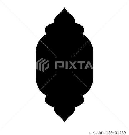 Oriental style Islamic window. Black silhouette of arch. Vector illustration isolated on white background. Oriental style Islamic window. Black silhouette of arch. Vector illustration isolated on white background. 129431480