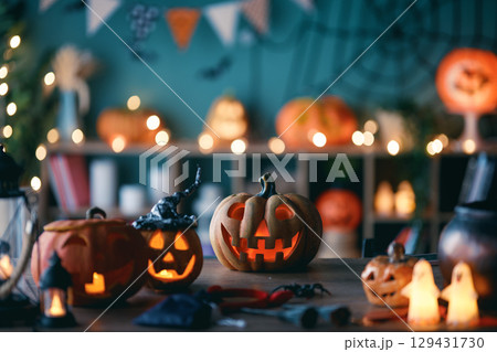 Pumpkins on the table Pumpkins on the table 129431730