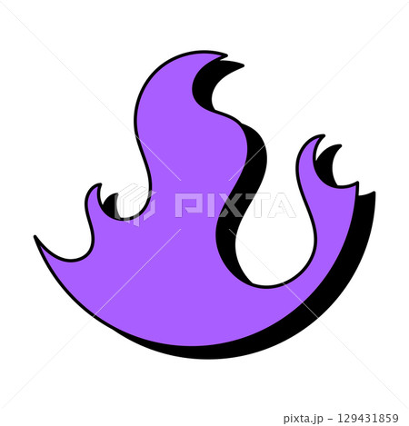 Flaming emblem for your design. Purple fire icon. Abstract shape isolated on a white background. Vector EPS 10 129431859