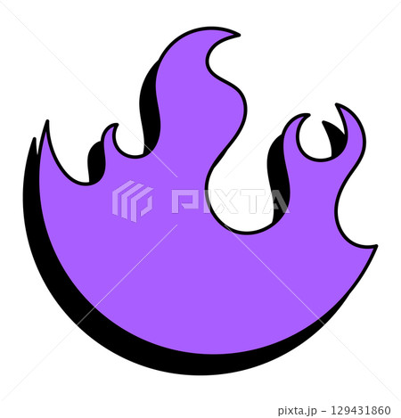 Flaming emblem for your design. Purple fire icon. Abstract shape isolated on a white background. Vector EPS 10 Flaming emblem for your design. Purple fire icon. Abstract shape isolated on a white background. Vector EPS 10 129431860
