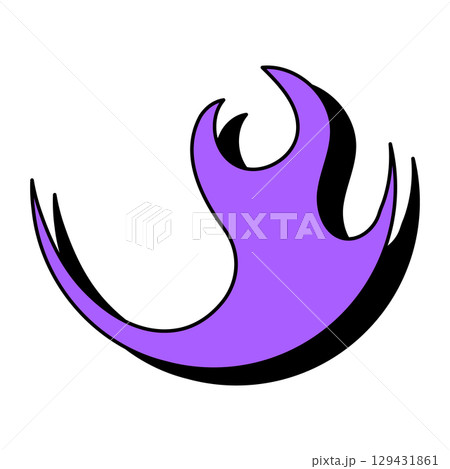 Flaming emblem for your design. Purple fire icon. Abstract shape isolated on a white background. Vector EPS 10 Flaming emblem for your design. Purple fire icon. Abstract shape isolated on a white background. Vector EPS 10 129431861