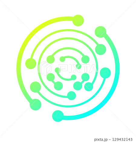 Abstract technology logo design template. Modern line circle logotype. Vector icon isolated on white background. Abstract technology logo design template. Modern line circle logotype. Vector icon isolated on white background. 129432143
