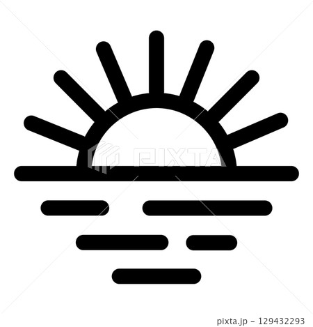 Sun line icon. Sunset or sunrise icon vector isolated on white background. Sun line icon. Sunset or sunrise icon vector isolated on white background. 129432293