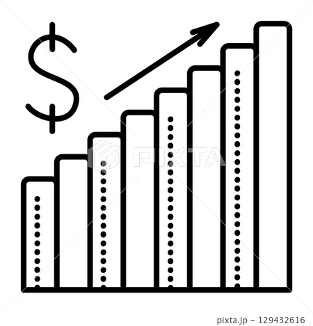 Price growth, salary increase, black line vector icon Price growth, salary increase, black line vector icon 129432616