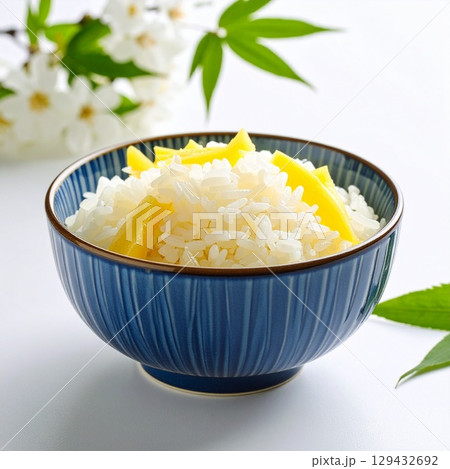 boiled rice with pork 129432692