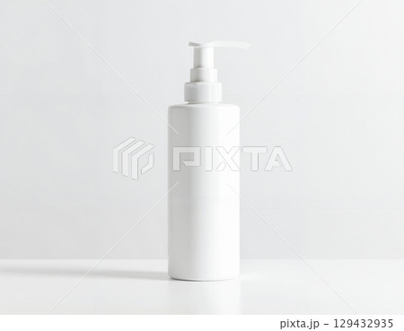 white cosmetic bottle on white 129432935