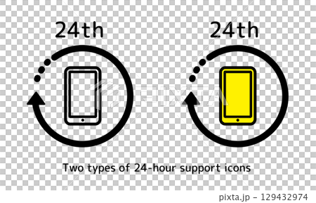 Mobile 24 hour support service icon set 129432974
