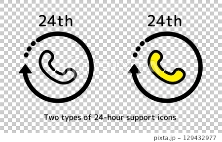 24 hour support phone service icon set 24 hour support phone service icon set 129432977