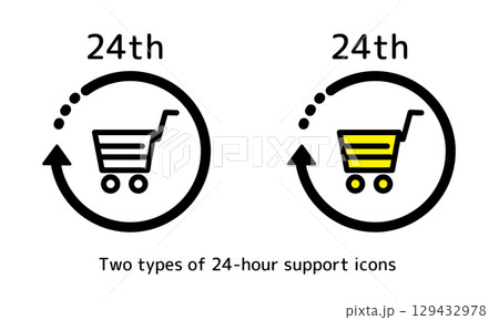 24時間営業オンラインショッピングのアイコンセット 24時間営業オンラインショッピングのアイコンセット 129432978