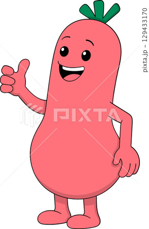 Cute Cartoon Vegetable Character Giving Thumbs Up 129433170