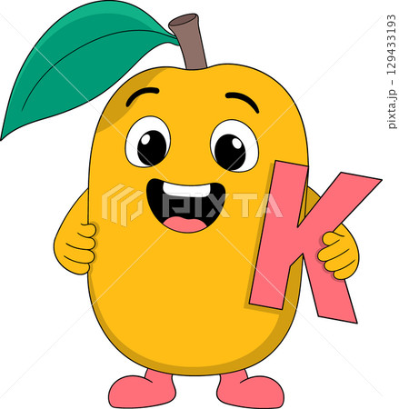 Cute Kiwi Cartoon Holding Letter K 129433193