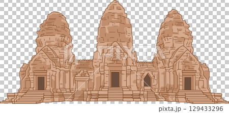 Illustration of Phra Prang Sam Yot, an ancient temple in Lopburi, Thailand. 129433296
