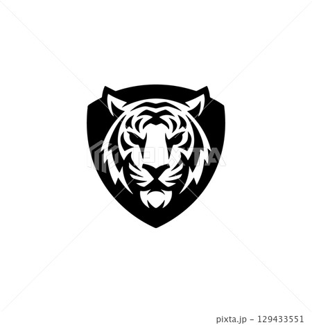 Tiger head. Tiger emblem. Modern style tiger sign. Vector illustration 129433551