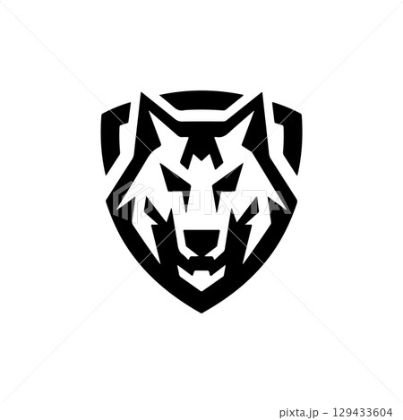 Wolf head. Wolf emblem. Modern style wolf sign. Vector illustration 129433604