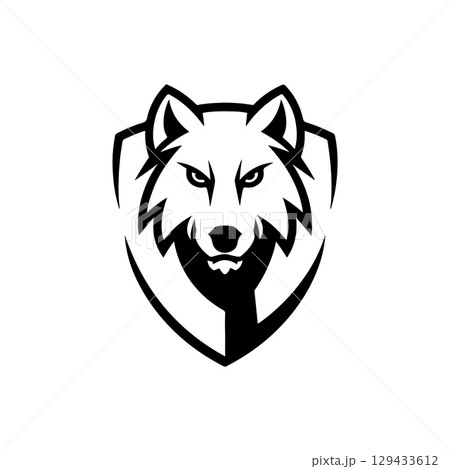 Wolf head. Wolf emblem. Modern style wolf sign. Vector illustration 129433612
