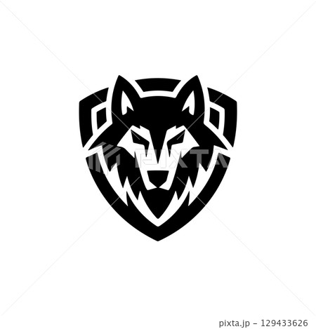 Wolf head. Wolf emblem. Modern style wolf sign. Vector illustration 129433626