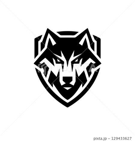 Wolf head. Wolf emblem. Modern style wolf sign. Vector illustration 129433627