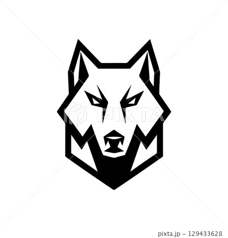 Wolf head. Wolf emblem. Modern style wolf sign. Vector illustration 129433628