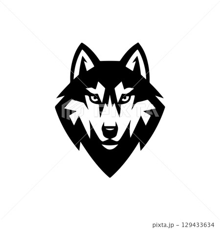 Wolf head. Wolf emblem. Modern style wolf sign. Vector illustration 129433634
