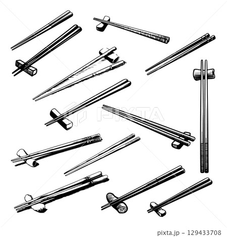 Vintage engraving illustration of sushi sticks. Vector illustration 129433708