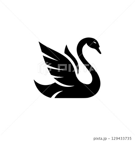 Swan minimalist emblem. Swan emblem. Design element for emblem, sign, poster, label. Swan minimalist emblem. Swan emblem. Design element for emblem, sign, poster, label. 129433735