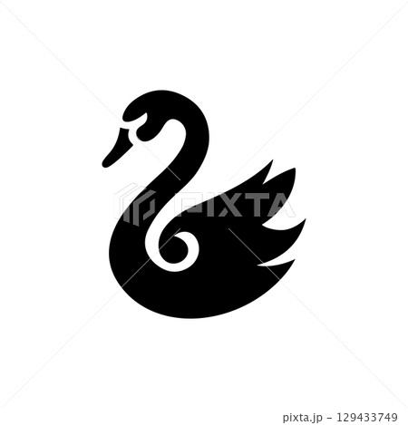 Swan minimalist emblem. Swan emblem. Design element for emblem, sign, poster, label. 129433749