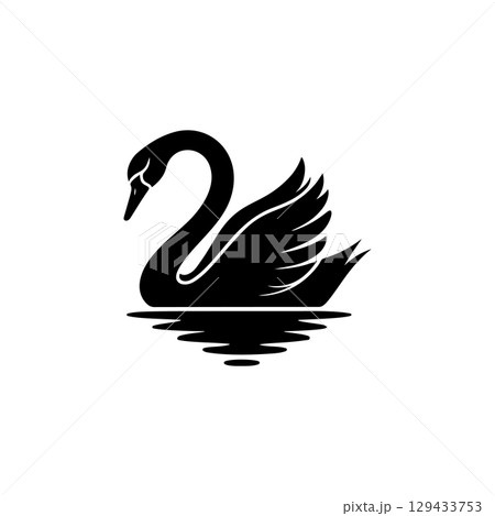 Swan minimalist emblem. Swan emblem. Design element for emblem, sign, poster, label. 129433753