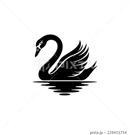 Swan minimalist emblem. Swan emblem. Design element for emblem, sign, poster, label. 129433754