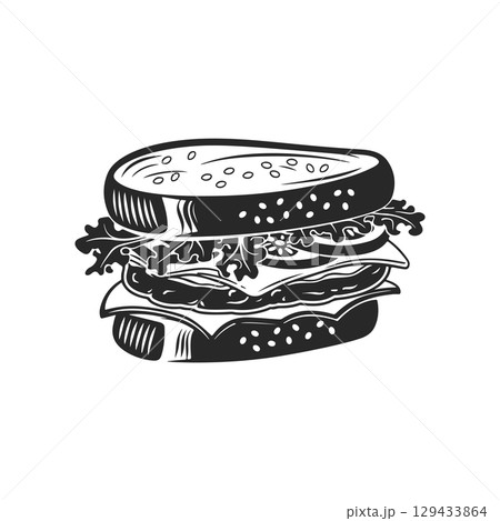Illustration of Sandwich isolated on white background. Emblem with sandwich. Vector illustration 129433864