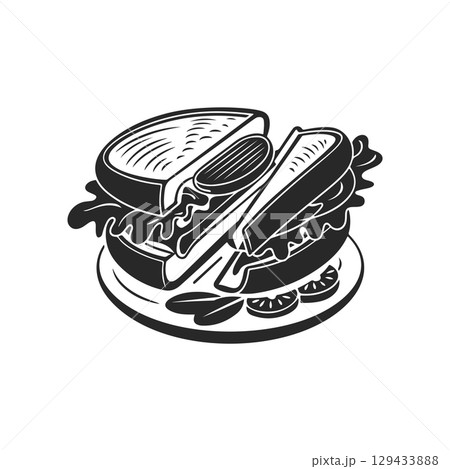 Illustration of Sandwich isolated on white background. Emblem with sandwich. Vector illustration 129433888