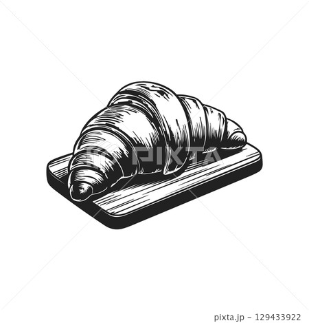 Vintage engraving illustration of croissant. Emblem with croissant. Vector croissant illustration Vintage engraving illustration of croissant. Emblem with croissant. Vector croissant illustration 129433922