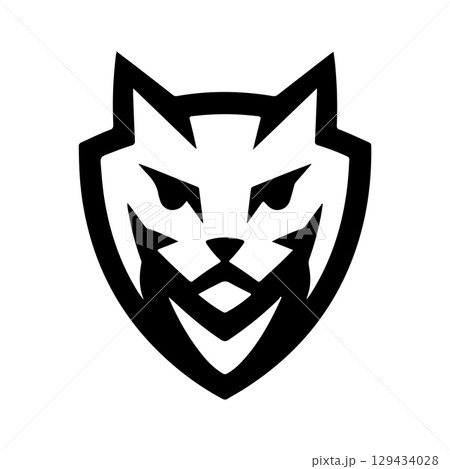 Cat head. Cat emblem. Modern style kitty sign. Vector illustration 129434028
