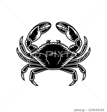 Vintage  engraving illustration of crab. Seafood emblem with crab. Vector crab illustration 129434103