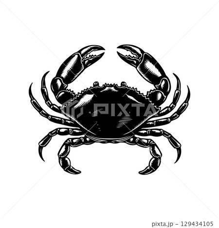 Vintage  engraving illustration of crab. Seafood emblem with crab. Vector crab illustration 129434105