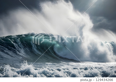 stormy clouds in the sea 129434266