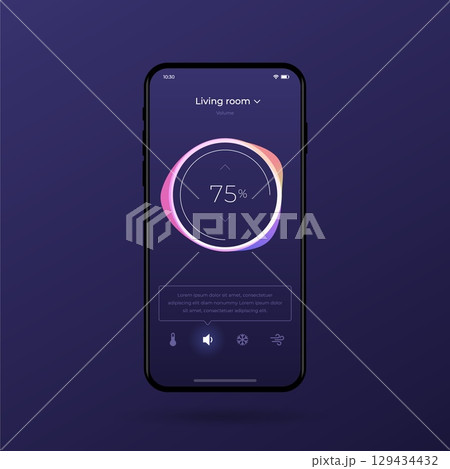 Dashboard UI and UX Kit. Control center design. Temperature control in the room. 129434432
