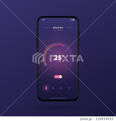Dashboard UI and UX Kit. Control center design. Temperature control in the room. Dashboard UI and UX Kit. Control center design. Temperature control in the room. 129434433