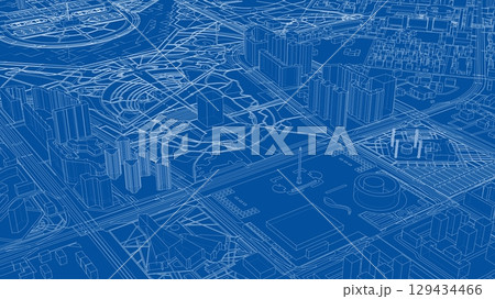 Futuristic City Blueprint 129434466