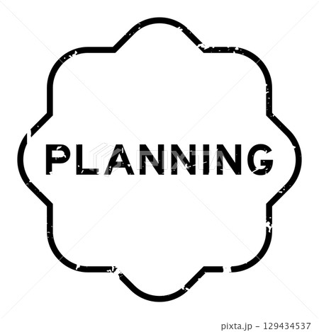 Grunge black planning word square rubber seal stamp on white background 129434537