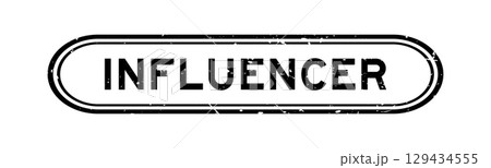 Grunge black influencer word rubber seal stamp on white background 129434555