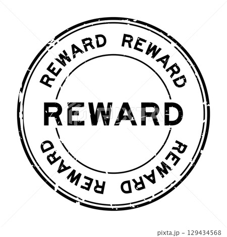Grunge black reward word round rubber seal stamp on white background 129434568