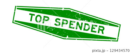 Grunge green top spender word hexagon rubber seal stamp on white background Grunge green top spender word hexagon rubber seal stamp on white background 129434570