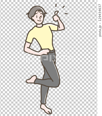 グッドポーズをするヨガウェア姿の女性のイラスト グッドポーズをするヨガウェア姿の女性のイラスト 129434637