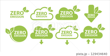 Zero Emission. Carbon neutral. Zero greenhouse gas emissions objective. Vector Zero Emission. Carbon neutral. Zero greenhouse gas emissions objective. Vector 129434640